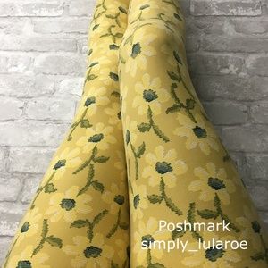 LuLaRoe TC Yellow Floral Leggings